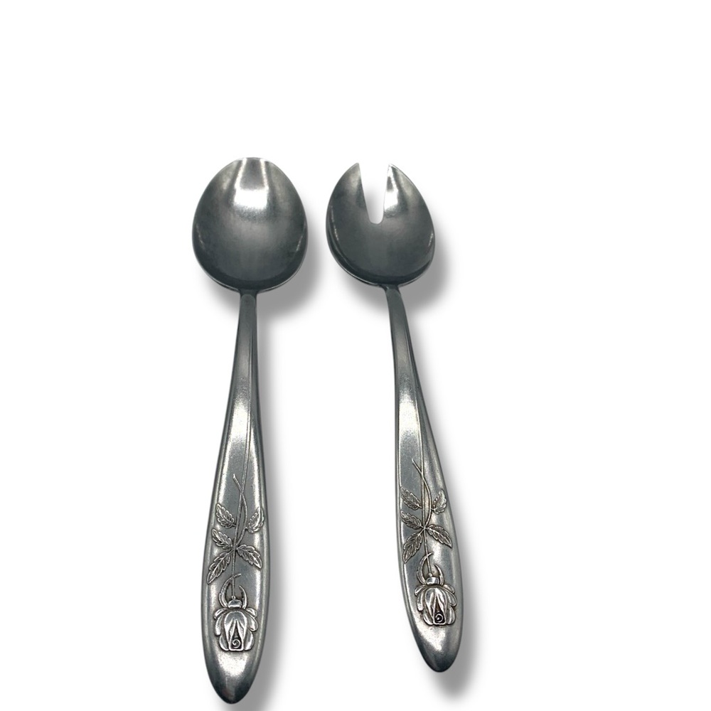 Flatware Rosenthal Vintage “Cathedral Rose” Salad Serving Set